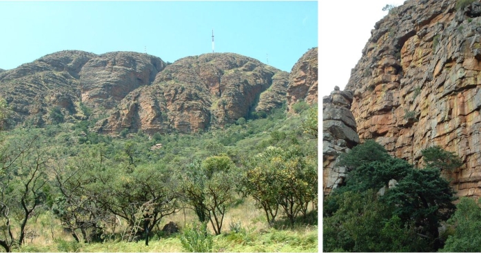 The Kransberg, Marakele National Park, the upper cliffs are the habitat of Delosperma waterbergense