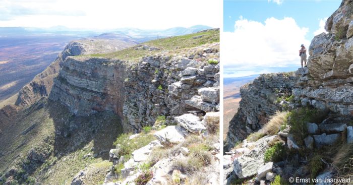 The upper, shady, south-facing cliffs of the Aasvoelberg