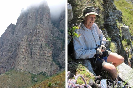 Witteberg cliffs, habitat of Erepsia heteropetala with Eric Harley 